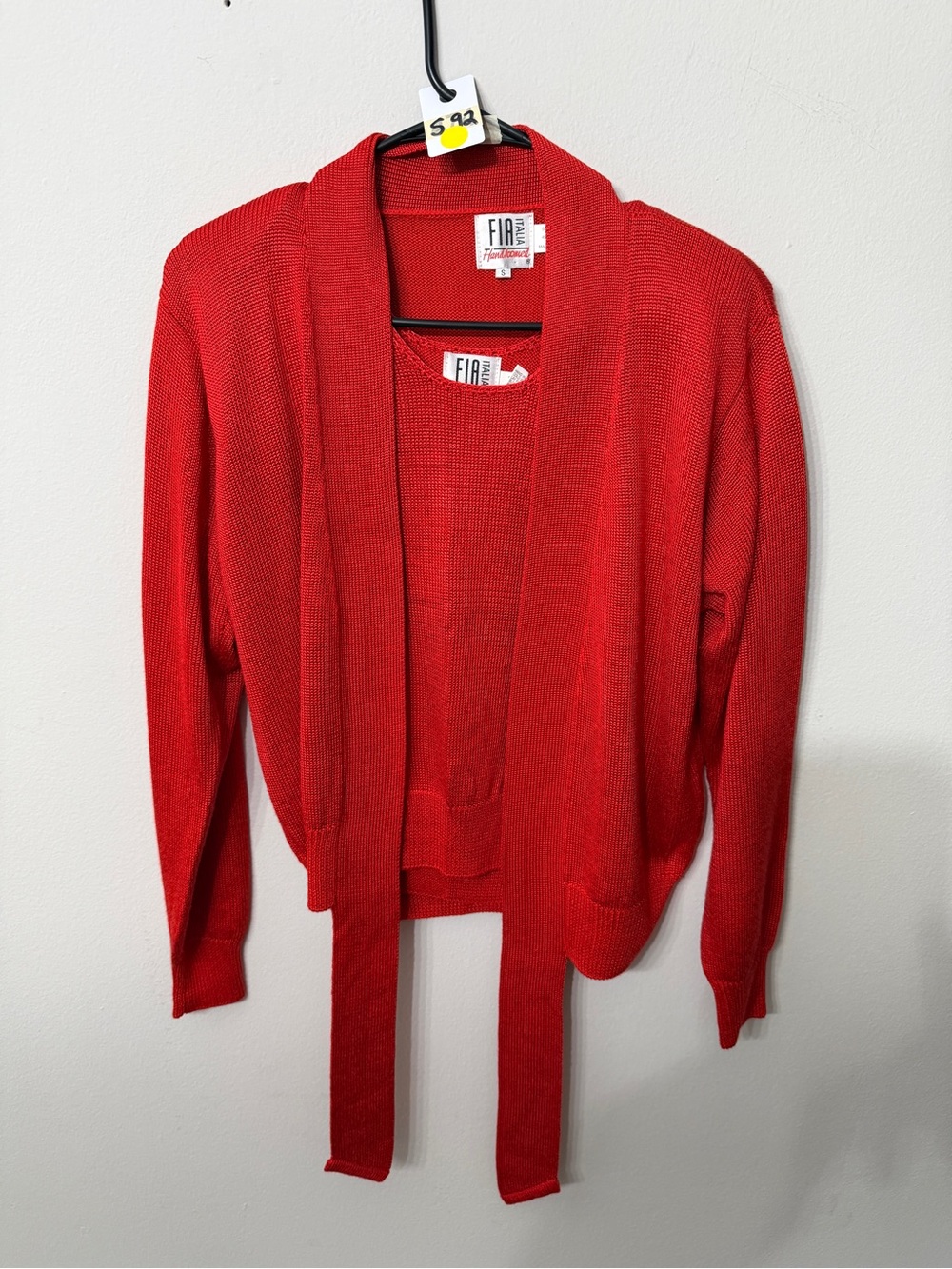 Handloomed Red Women’s 2 Piece Sweater Set- Size S